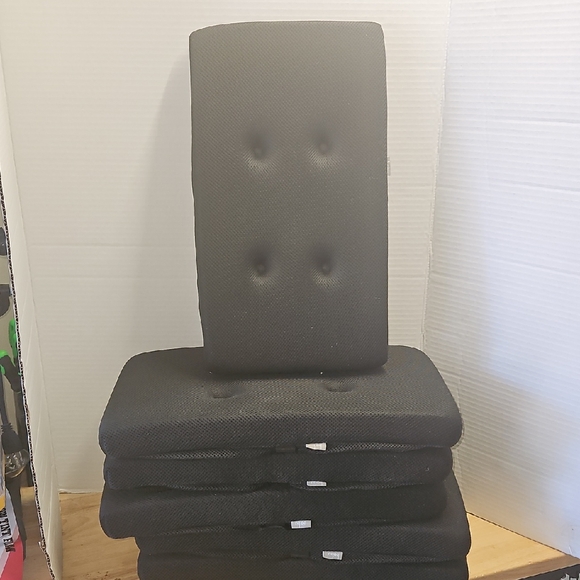 Six Black Cushioned Seat Pads - Picture 1 of 8